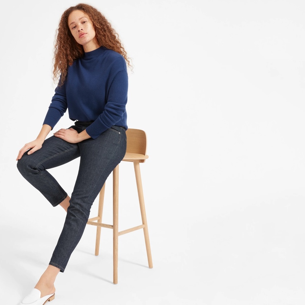 NWT Everlane The Mid-Rise Skinny Jean (Ankle) Dark Indigo